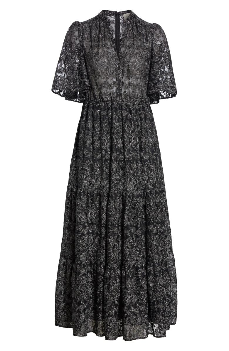 Kate Spade New York metallic embroidered midi dress, Alternate, color, 