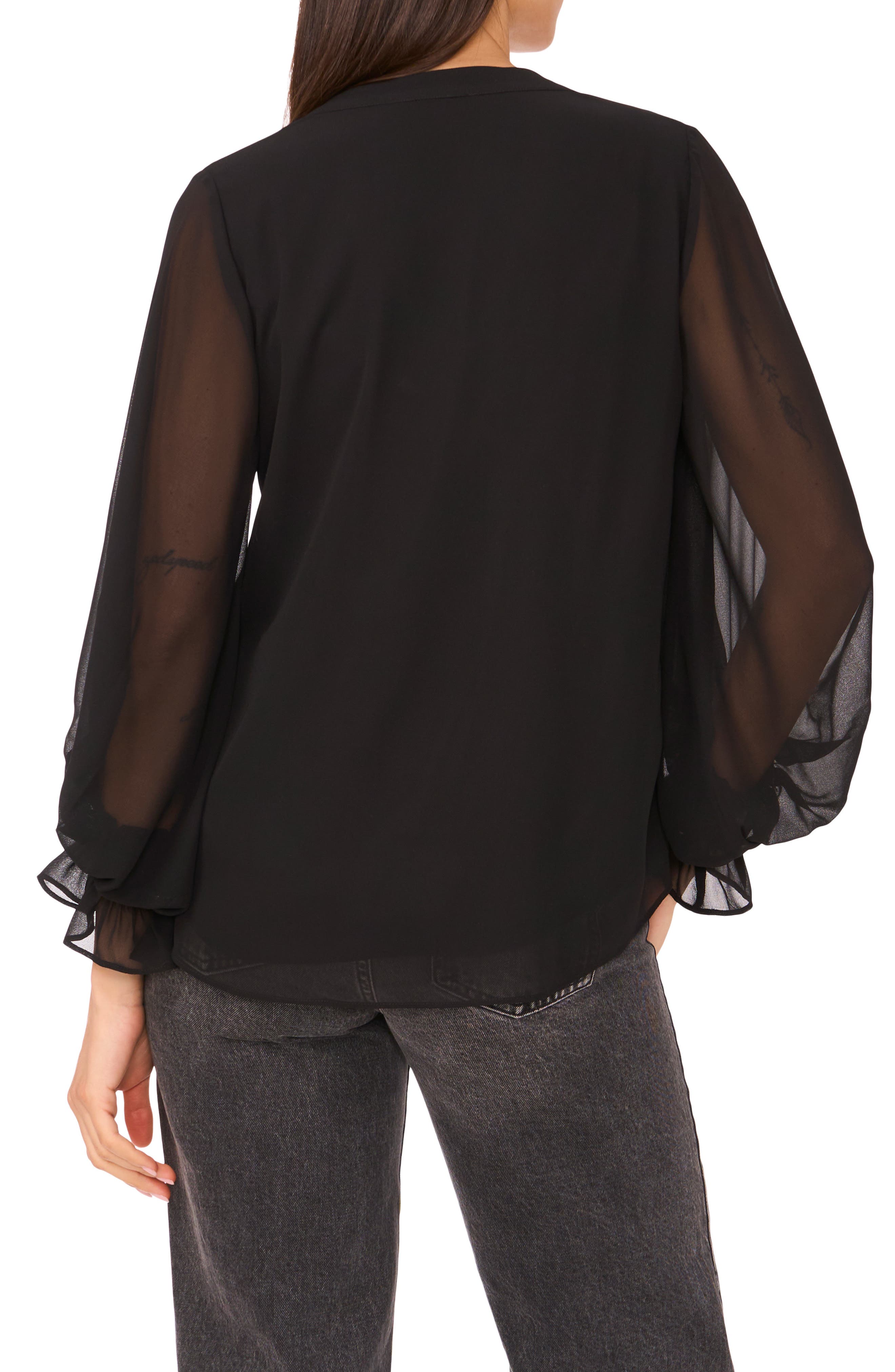 Ruffle Cuff Split Neck Top - image 2