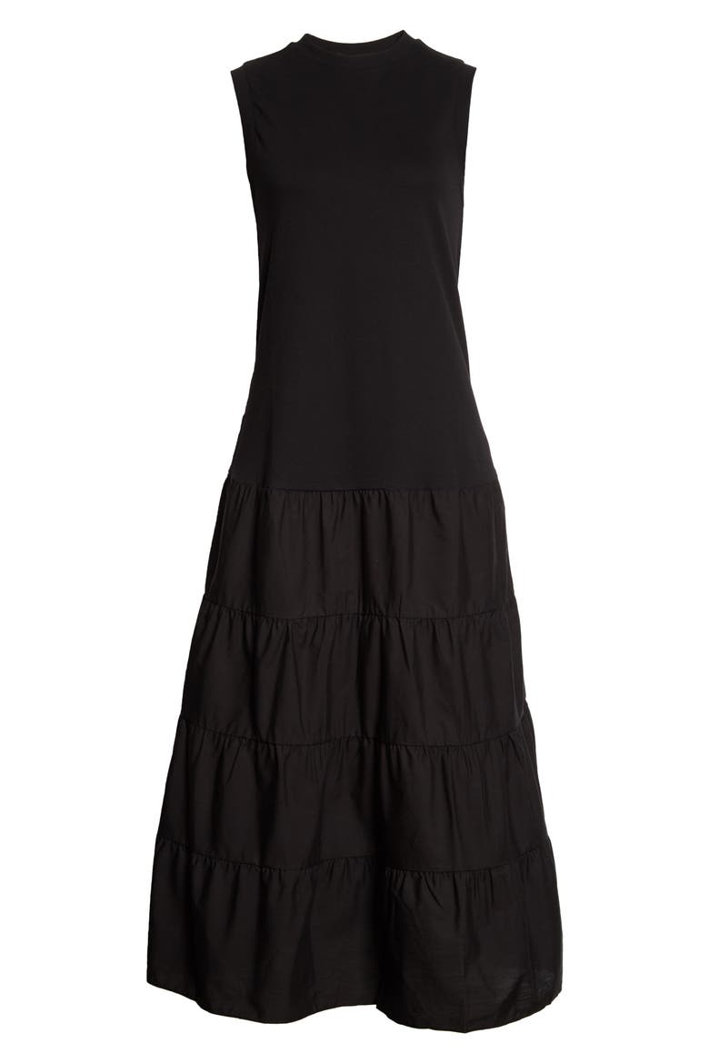 Sleeveless Tiered Maxi Dress, Alternate, color, BLACK