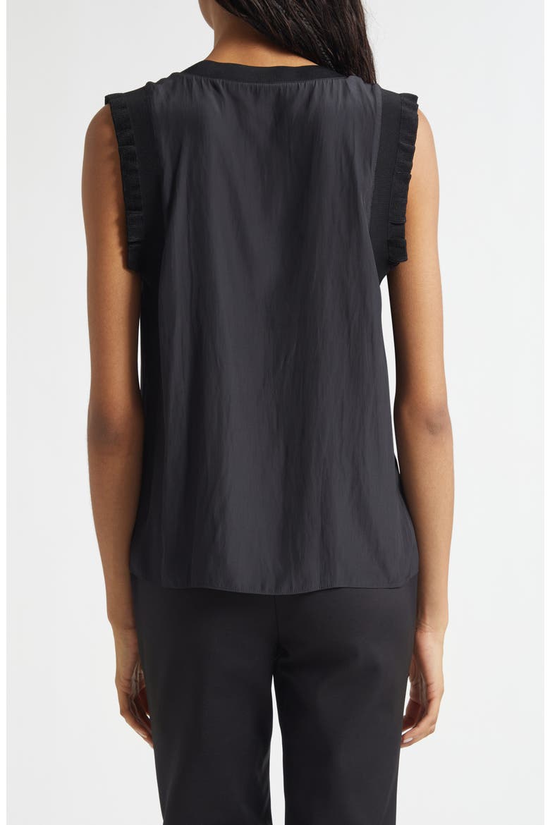 Zandra Ruffle Trim Sleeveless Top, Alternate, color, BLACK