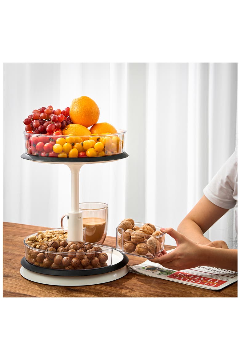 2-Tier Lazy Susan Kitchen Organizer, Alternate, color, CLEAR