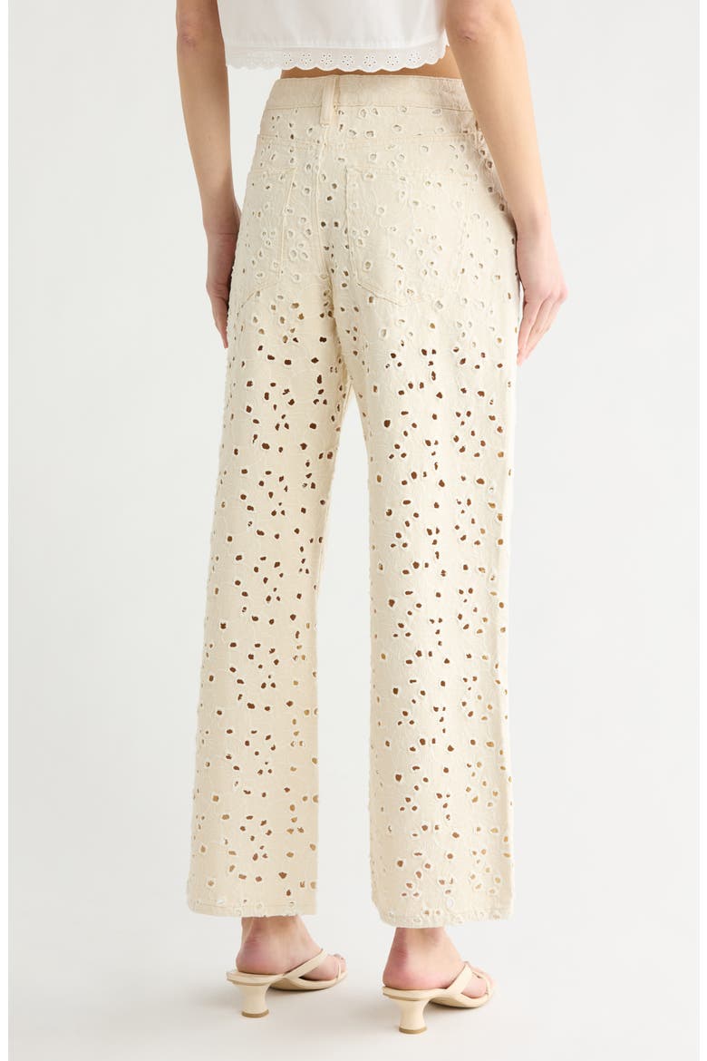 Embroidered Eyelet High Waist Straight Leg Jeans, Alternate, color, ECRU