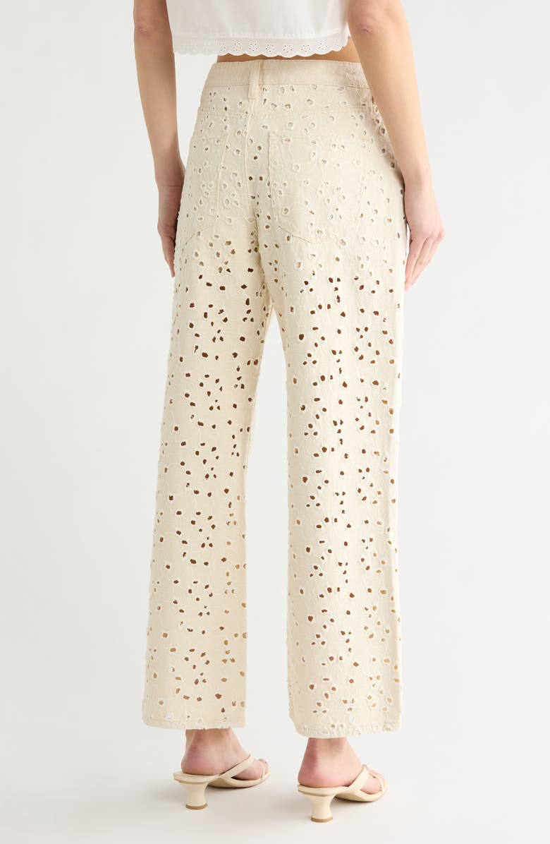 Vigoss Embroidered Eyelet High Waist Straight Leg Jeans, Alternate, color, Ecru