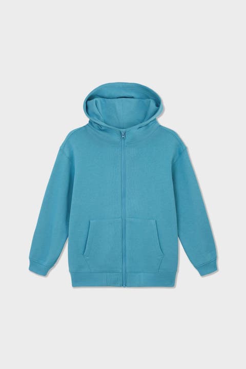 Relaxed Cotton Zip Up Hoodie