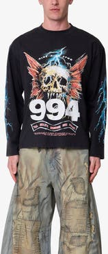 mnml Gem Skull Long Sleeve Cotton Graphic T-Shirt