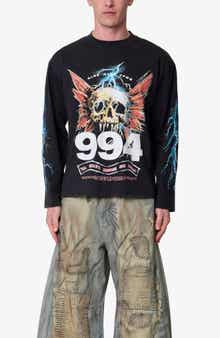Gem Skull Long Sleeve Cotton Graphic T-Shirt