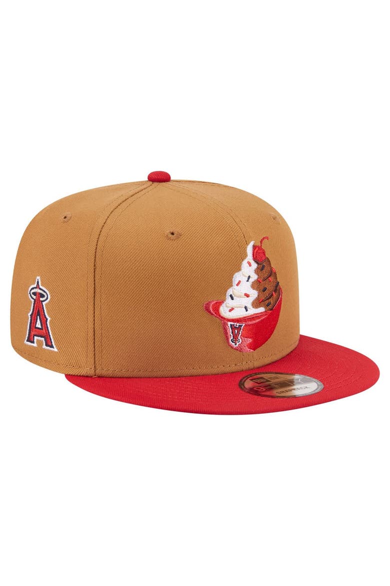 Men's New Era Khaki/Red Los Angeles Angels Ice Cream 9FIFTY Snapback Hat, Main, color, Khaki