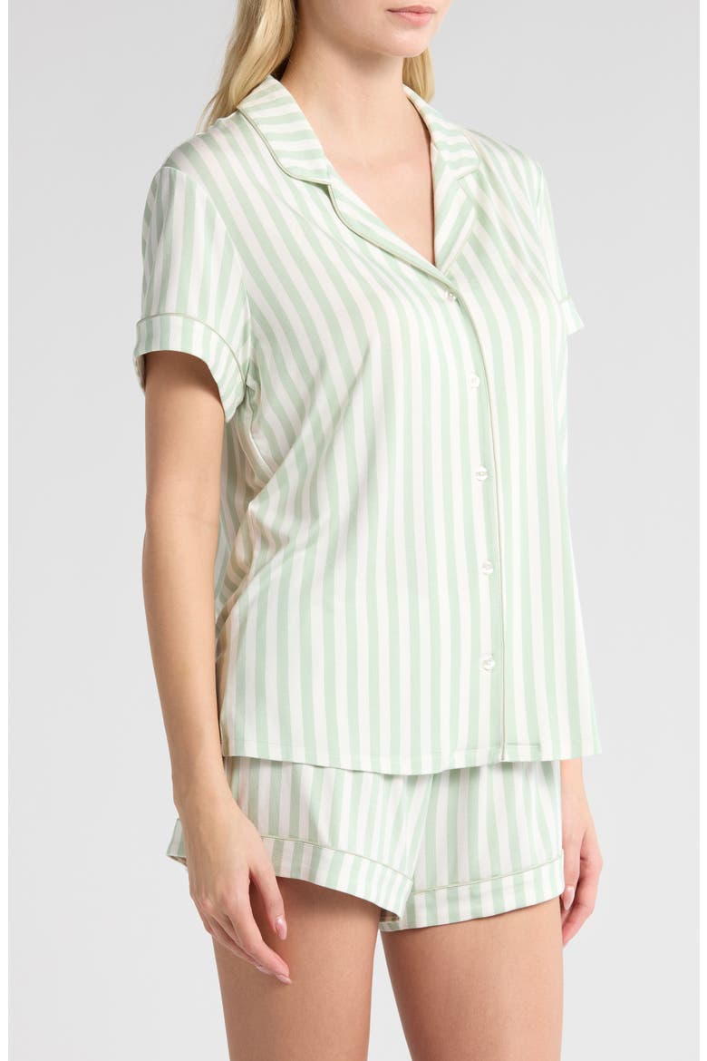 Moonlight Eco Short Pajamas, Alternate, color, GREEN SIGH MEDIUM STRIPE