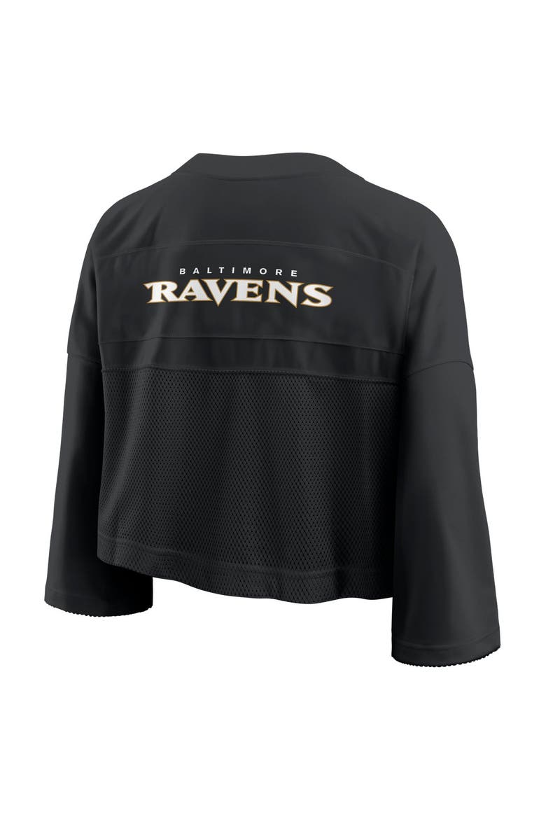 Women's Nike Black Baltimore Ravens Rewind Cropped Mesh Dri-FIT Fashion Jersey, Alternate, color, Black