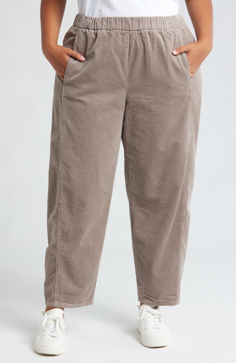 Eileen Fisher Ankle Length Corduroy Lantern Pants, Main, color, Taupe