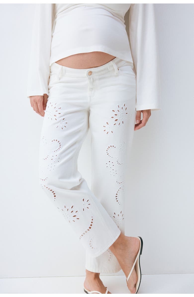 H&M Mama Straight Ankle Jeans, Alternate, color, White