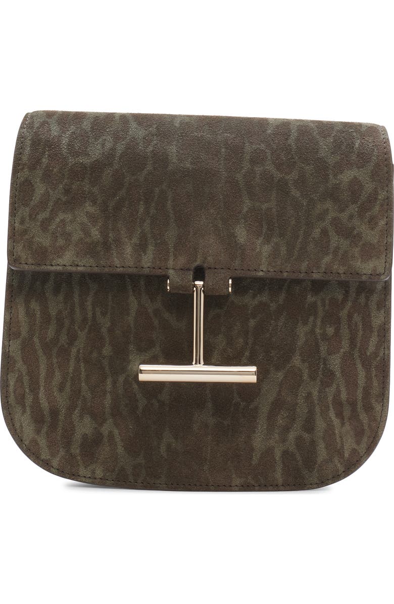 TOM FORD Mini Tara Animal Print Suede Crossbody Bag, Main, color, Brown/ Khaki