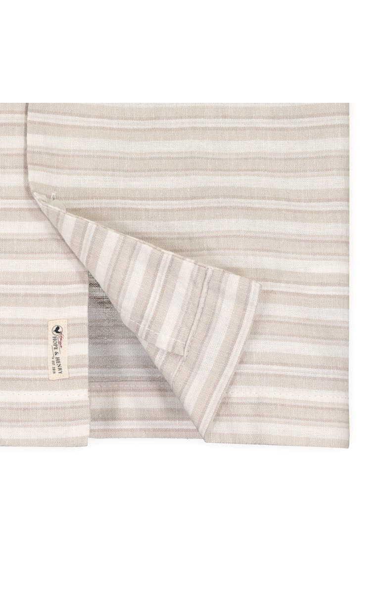 Hope & Henry Short Sleeve Button Down Camp Shirt, Alternate, color, Stone Stripe Linen