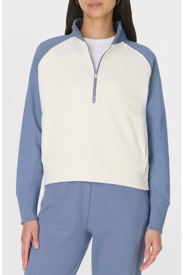 Revive Colorblock Half-Zip Cotton Blend Sweatshirt, Main, color, LUXE BLUE