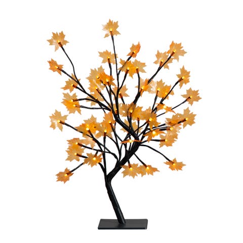 18-in Pre-Lit Autumn Artificial Maple Fall Tree with 48 Warm White LED Maple Shaped Lights
