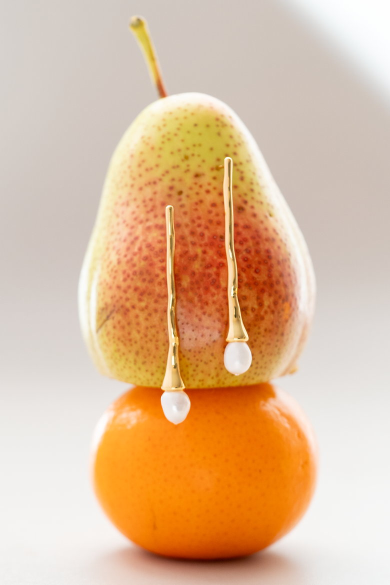 Long Bud Earrings, Alternate, color, Gold