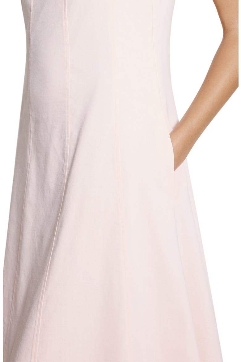 Square Neck Stretch Linen Blend Midi Dress, Alternate, color, WARM PINK - XKE
