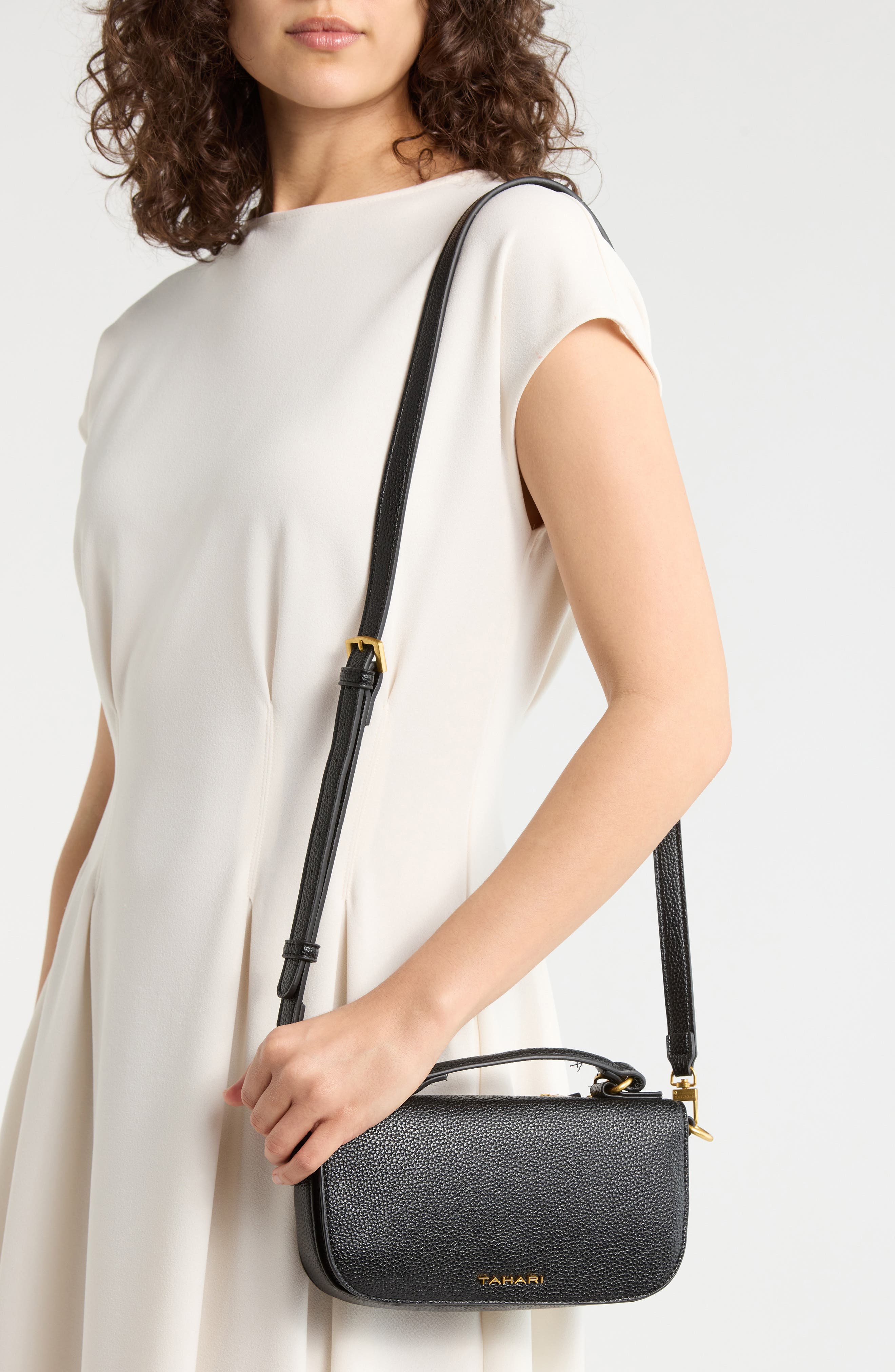 T Tahari Jetset Top Handle Bag with Pouch, Alternate, color, Black