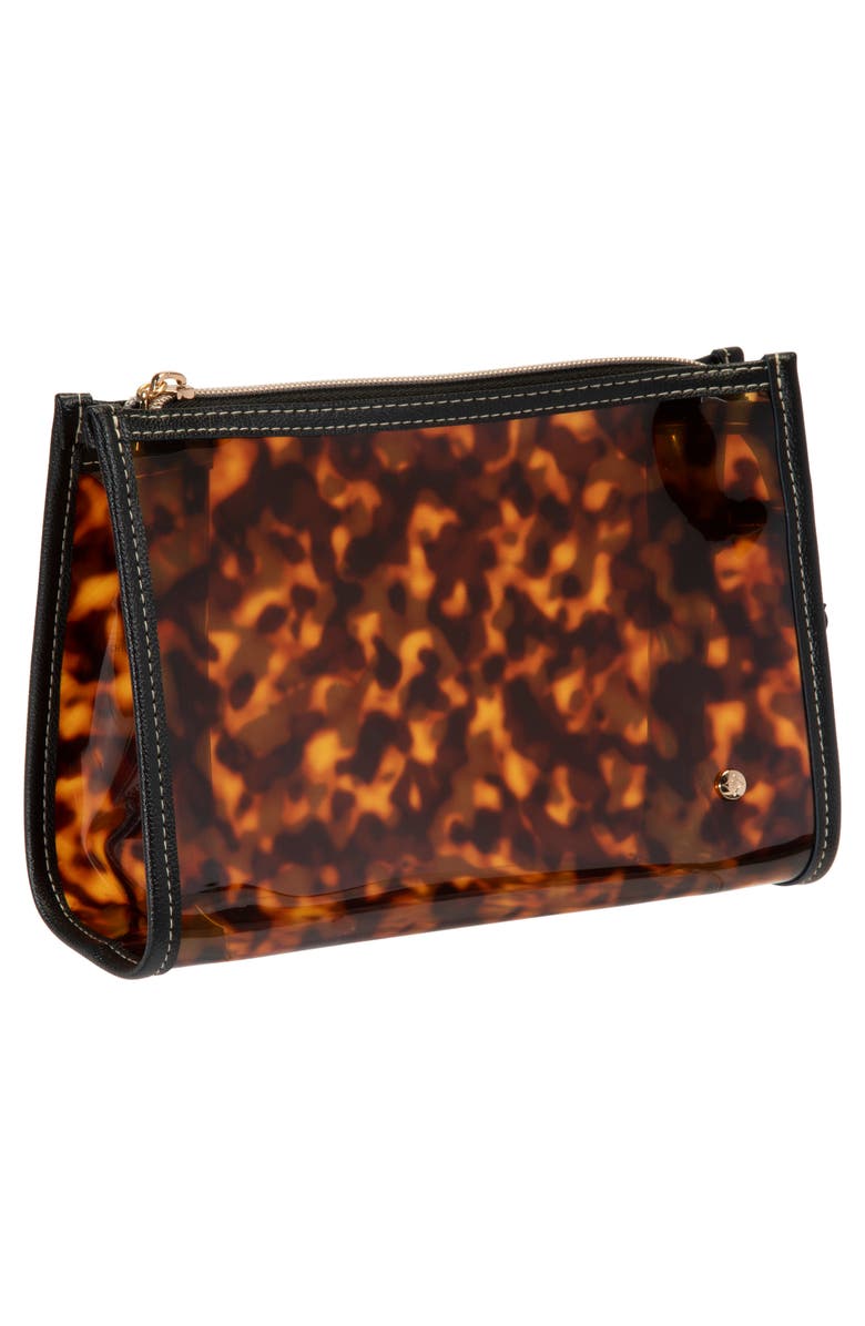 Stephanie Johnson Miami Clearly Tortoise Medium Zip Cosmetic Bag, Alternate, color,