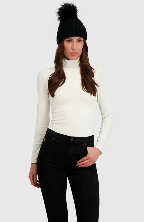 Lyla Grant Beanie Hat With Fur-free Fox (faux Fur) Pompom In Black