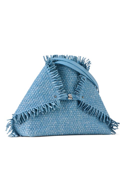 Akris Medium Ai Fringed Woven Denim Convertible Tote