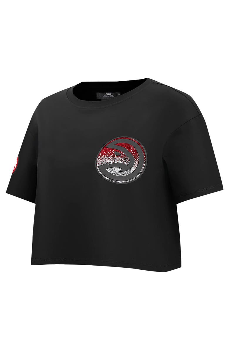 PRO STANDARD Women's Pro Standard Black Atlanta Hawks Jewels Boxy Cropped T-Shirt, Alternate, color, Black