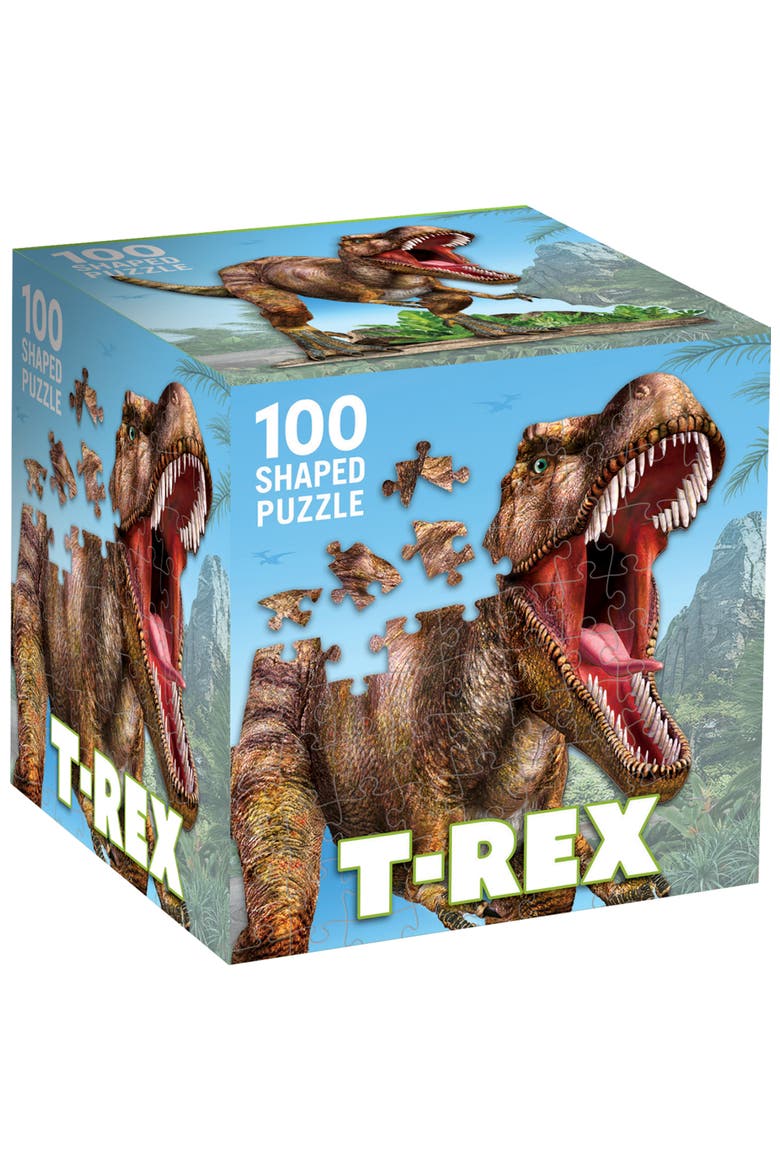 T-Rex 100 Piece Shaped Jigsaw Puzzle, Main, color, Multicolor