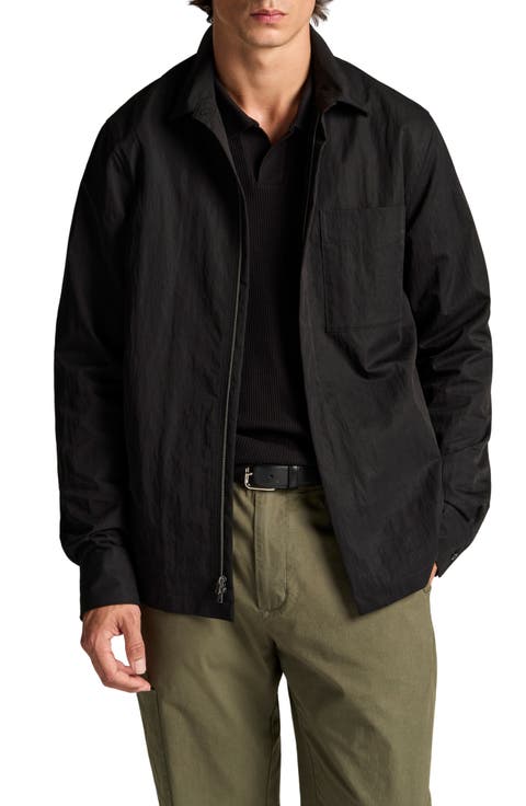 Cotton Blend Zip Shirt Jacket
