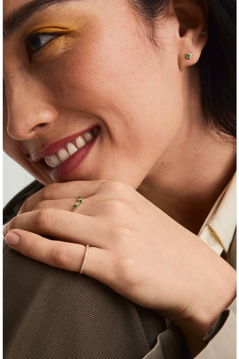 Emerald and Diamond Wishbone Ring, Alternate, color, Emerald