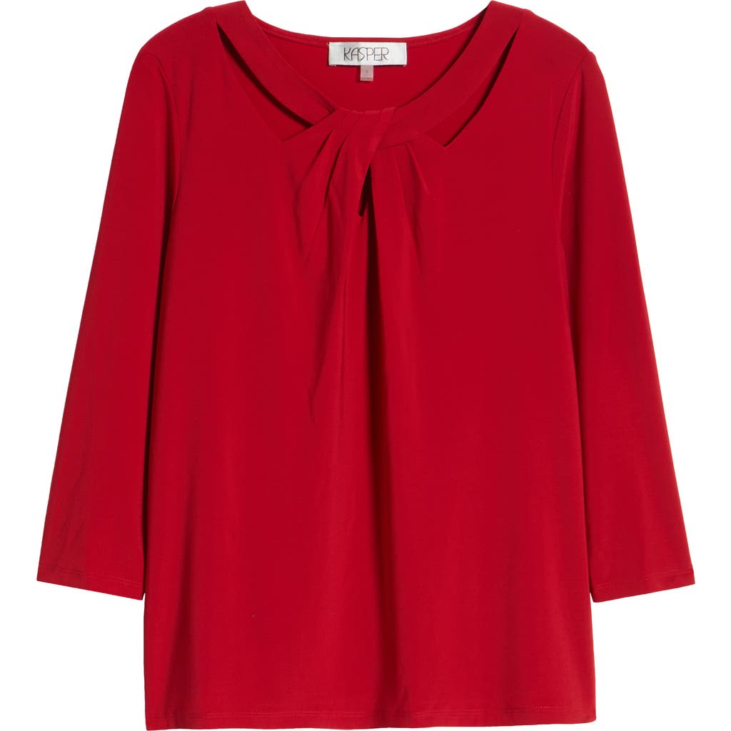 Kasper Ity 3q Twist Neck Top In Fire Red
