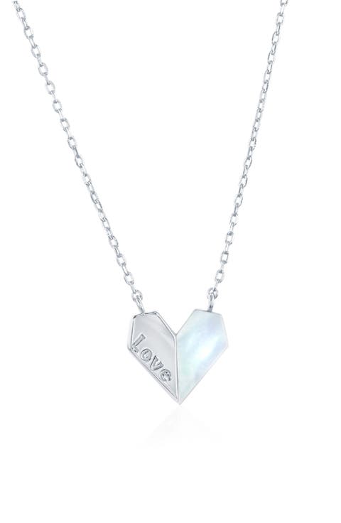Love Heart Mother of Pearl Pendant Necklace