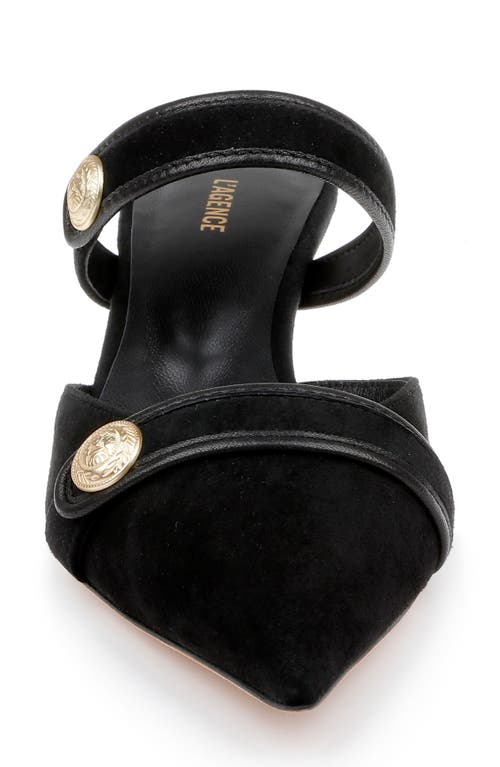 Shop L Agence L'agence Gilliane Mary Jane Pointed Toe Kitten Heel Mule In Black Suede