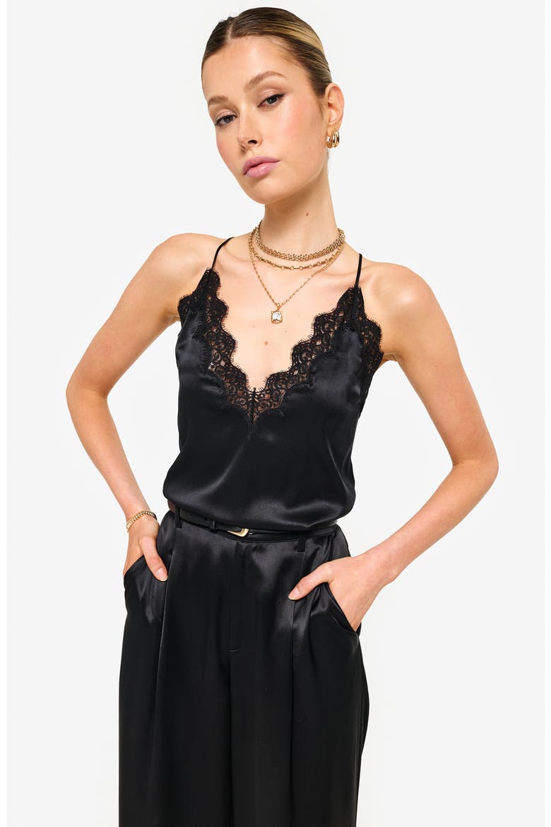 Everly Silk Camisole, Alternate, color, BLACK
