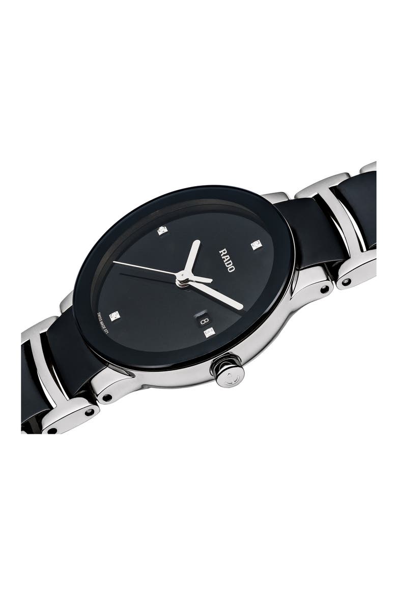 Centrix Diamond Bracelet Watch, 28mm, Alternate, color, SILVER/ BLACK