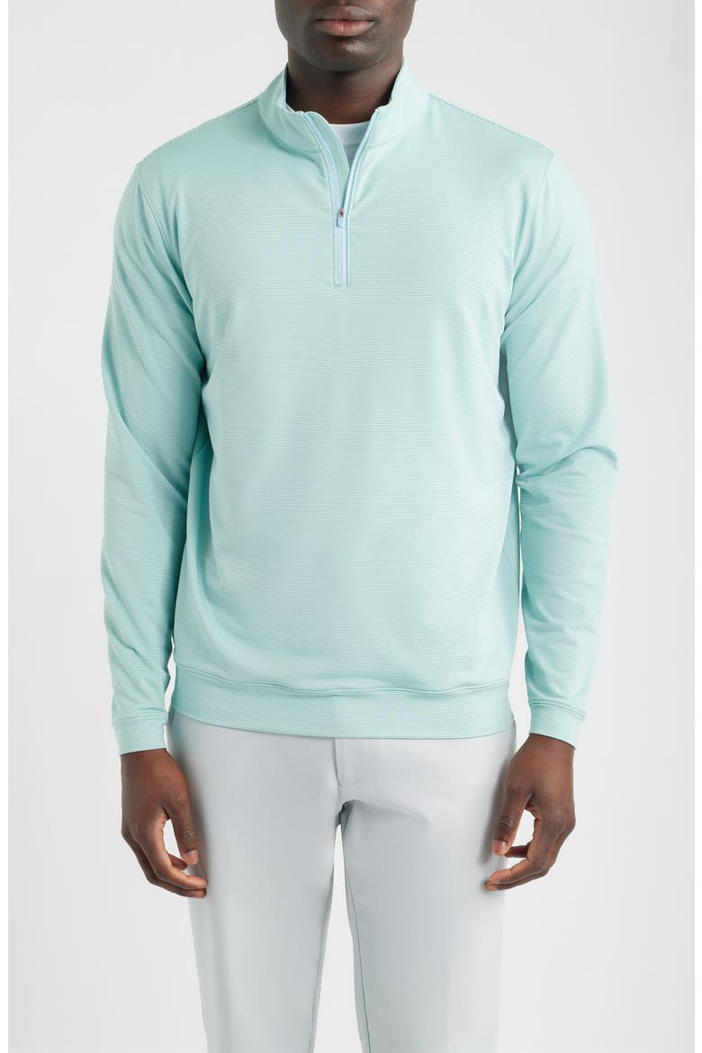 Perth Stripe Quarter Zip Performance Pullover, Main, color, FRESH MINT