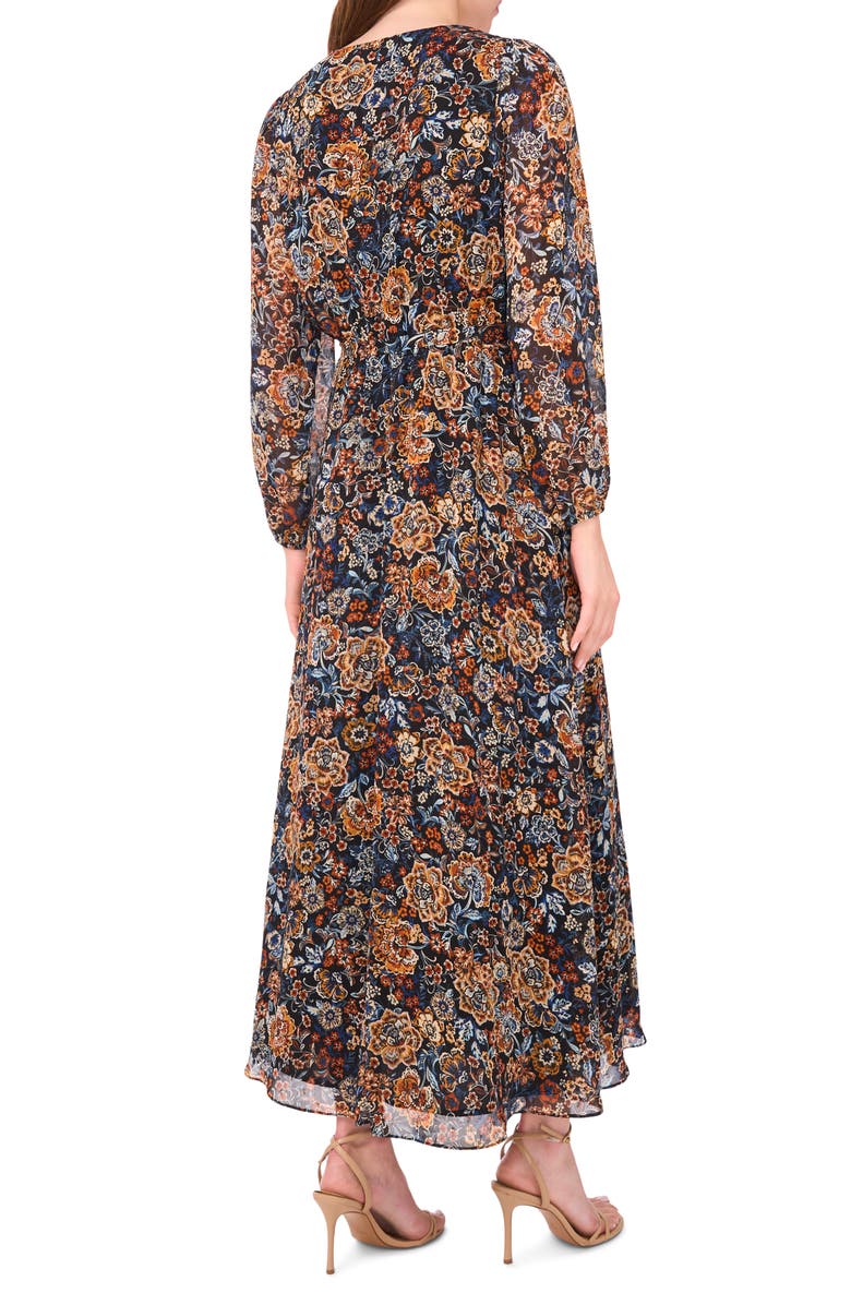 Halogen<sup>®</sup> Suprlice Neck Long Sleeve Maxi Dress, Alternate, color, Blue Multi
