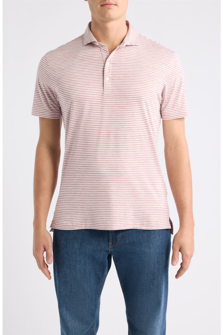 Seymour Stripe Featherweight Performance Polo, Main, color, RACING RED