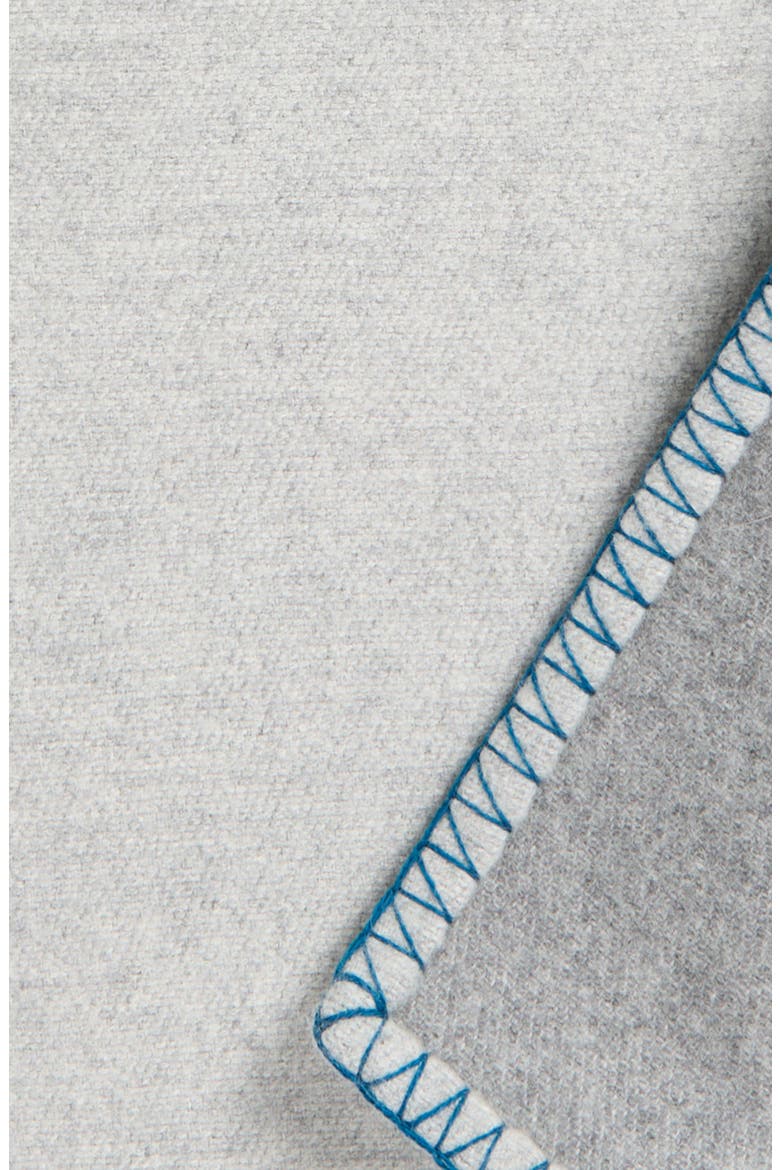 Blanket Stitch Reversible Wool & Cashmere Throw Blanket, Alternate, color, SILVER / GREY