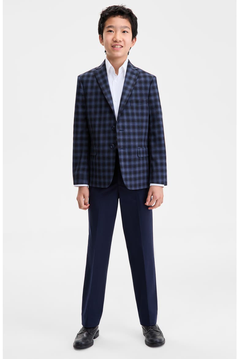 Kids' Plaid Blazer, Alternate, color, NAVY/ BLACK