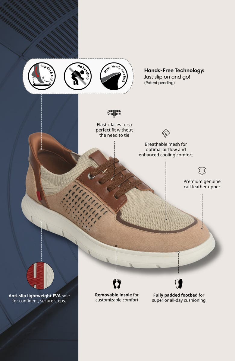 Marc Joseph New York Buffalo Street Hands Free Technology Lightweight Leather Sneaker, Alternate, color, Beige