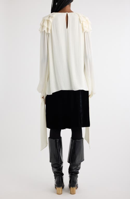 CHLOÉ CHLOÉ RUFFLE LONG SLEEVE SILK TOP