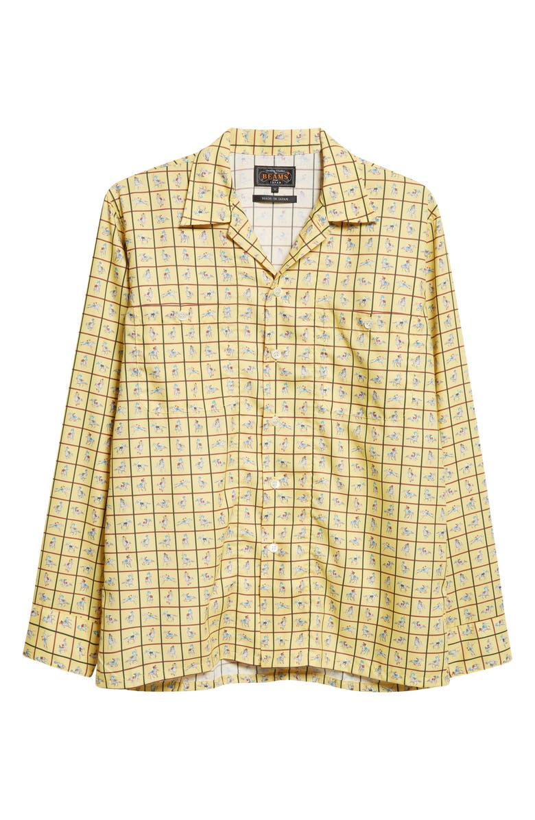BEAMS Derby Tattersall Camp Shirt, Alternate, color, 55 Yellow