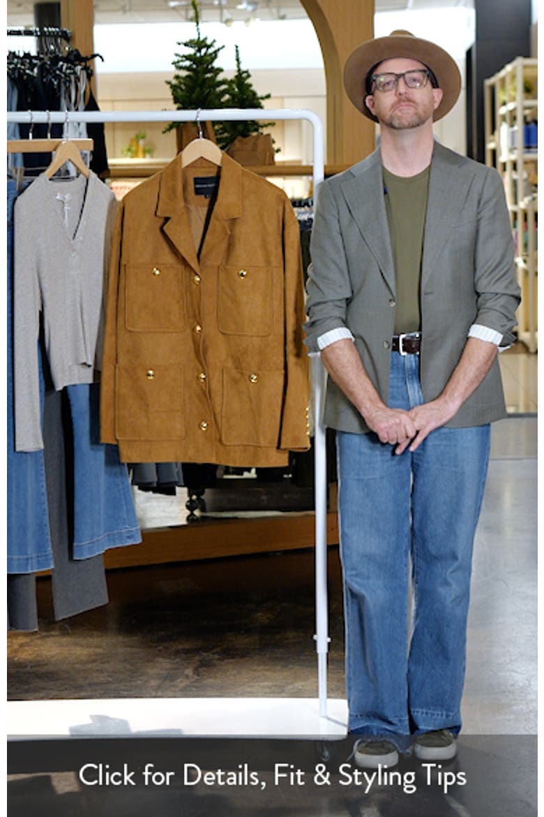 Padded Shoulder Stretch Faux Suede Jacket video