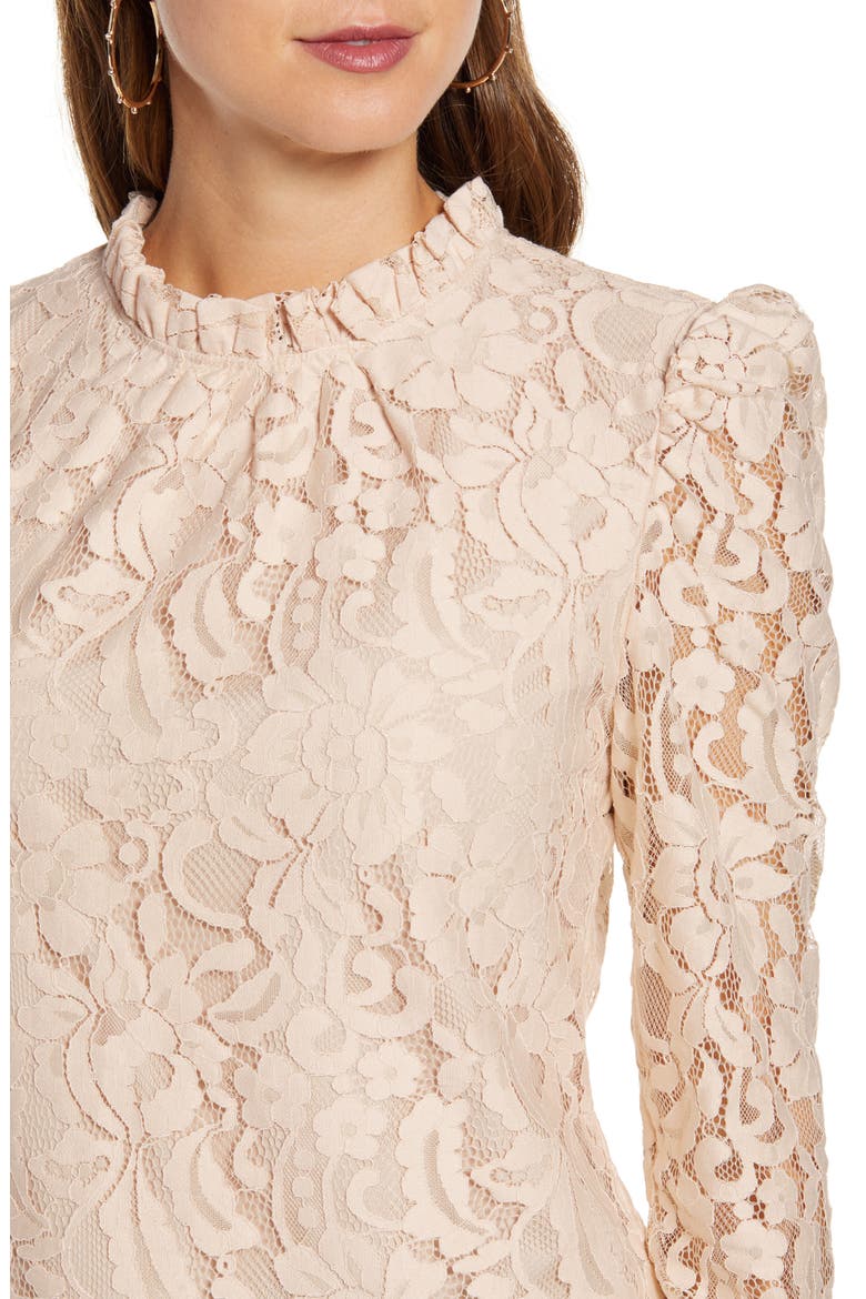 Ruffle Neck Lace Top, Alternate, color, BEIGE SHELL