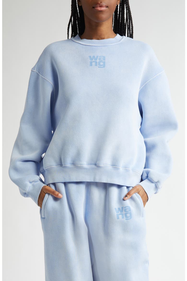 Essential Logo Cotton Blend Sweatshirt, Main, color, WASHED PALE BLUE