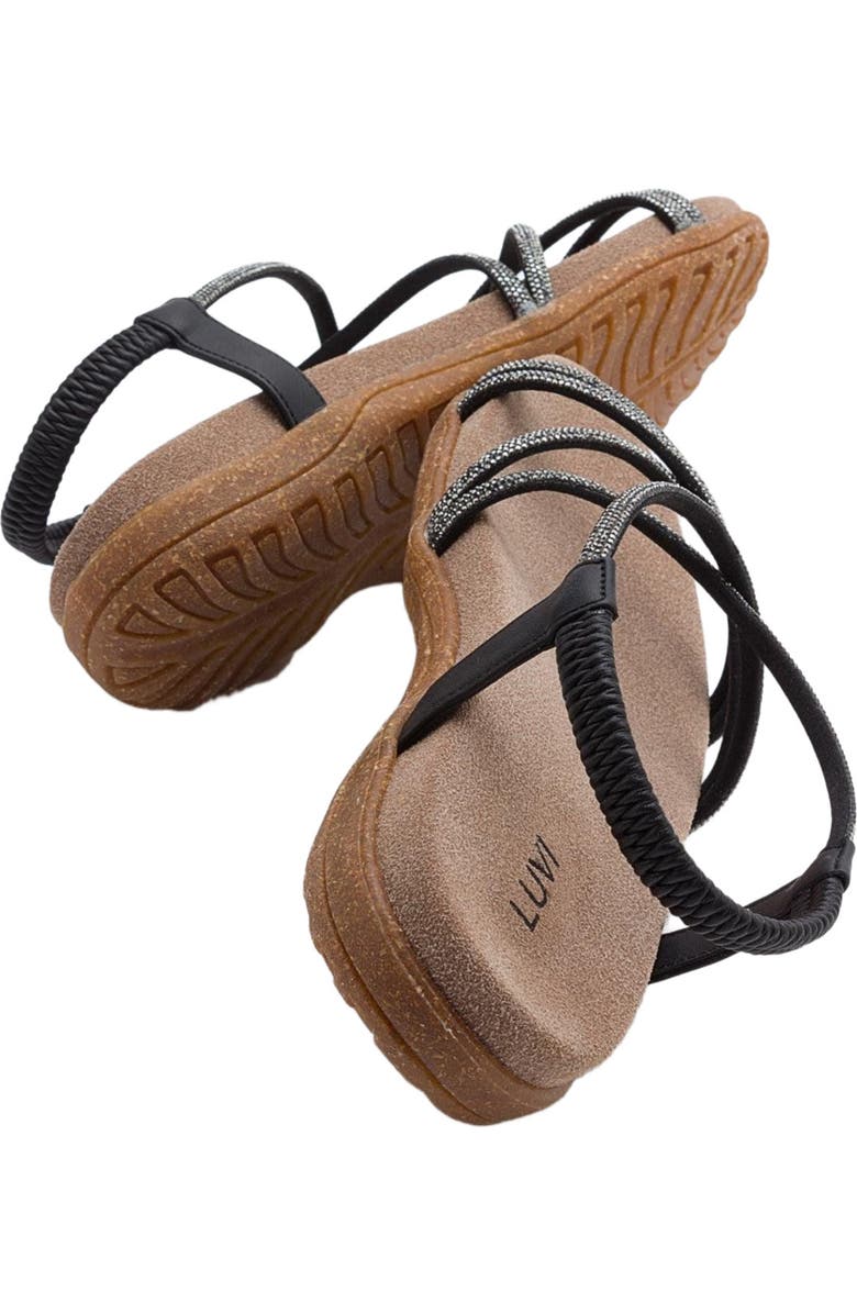 Prologue Shoes Ever Embellished Sandal, Alternate, color, Black Faux Leather