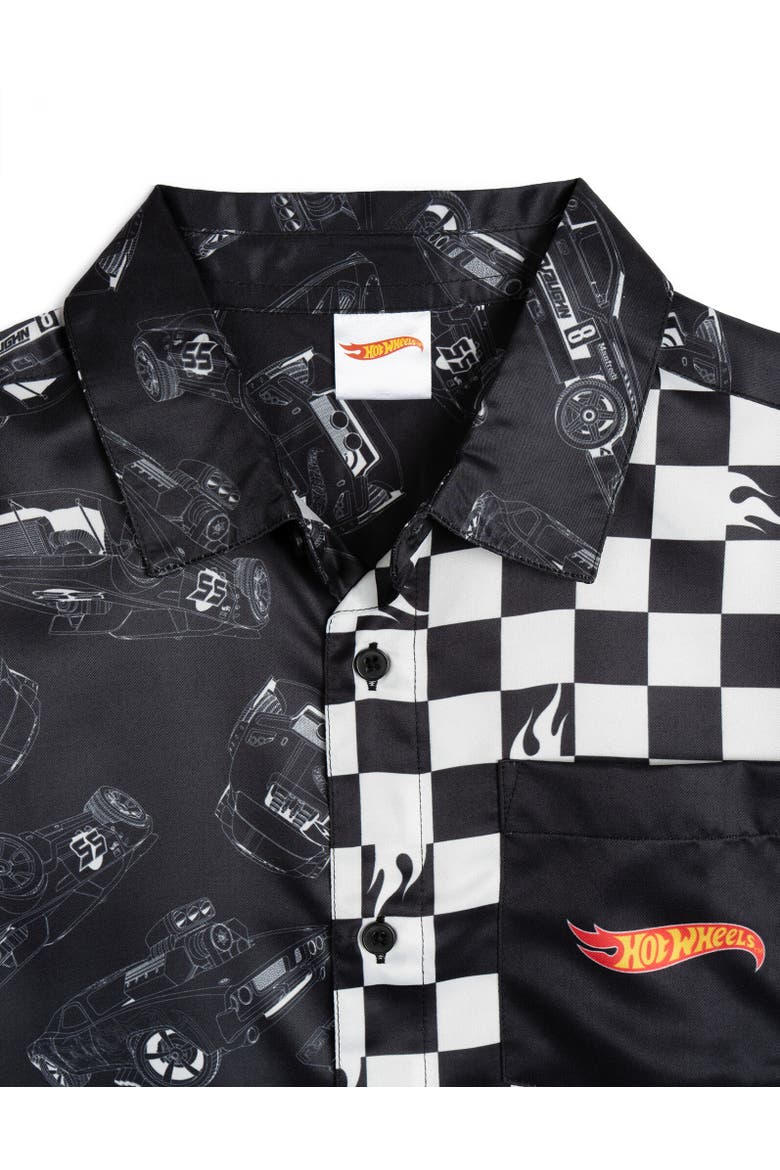 Boys' Racing Button Down Shirt, Alternate, color, Black Checkerboard