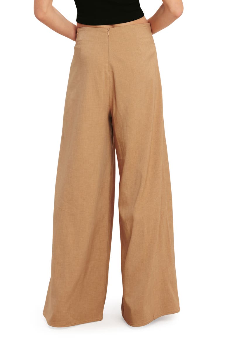 Tie Front Wrap Wide Leg Pants, Alternate, color, TAUPE