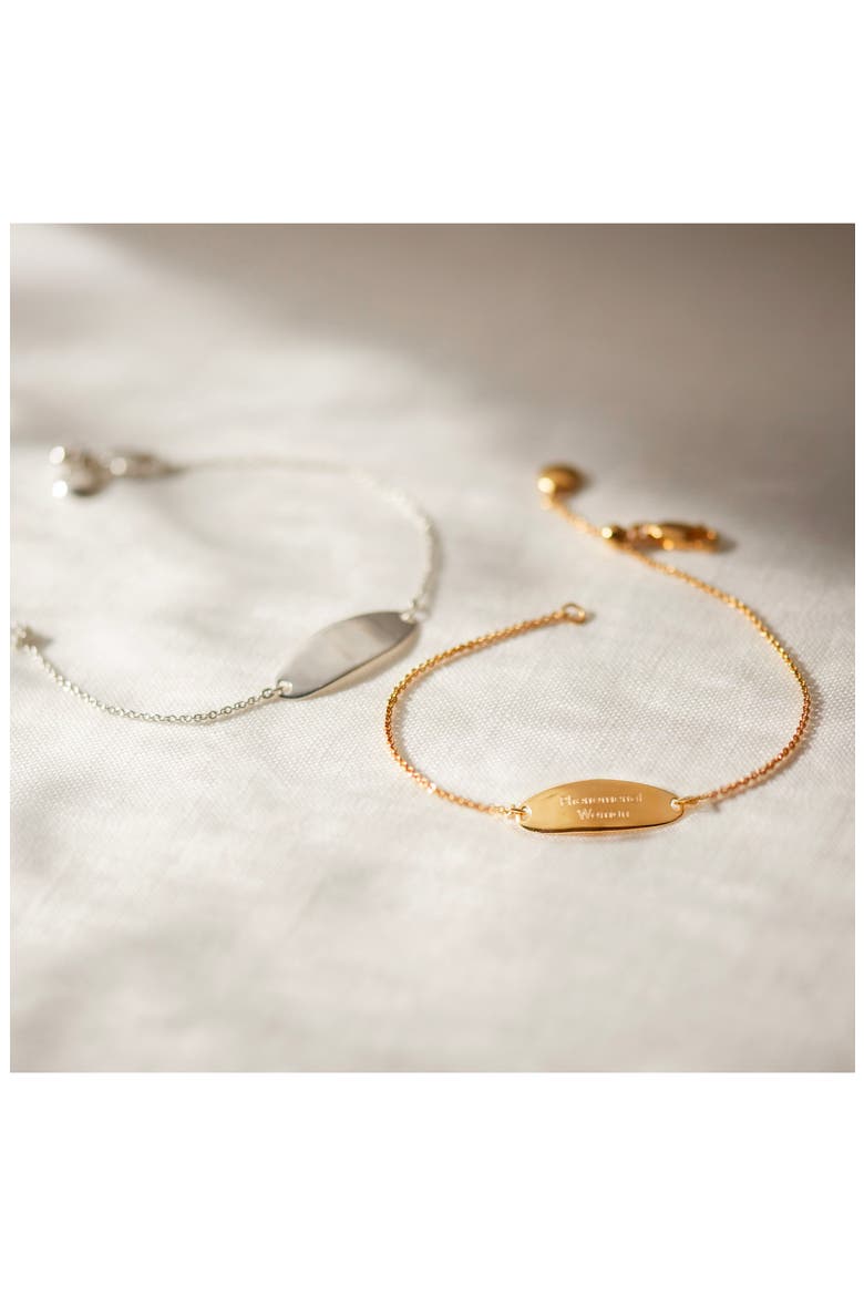 Nura Tiny Oval Plate Bracelet, Alternate, color, SILVER