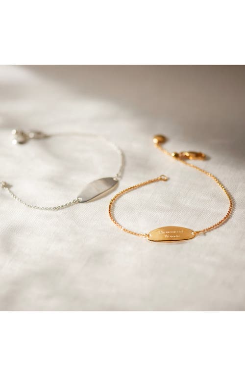 Monica Vinader Nura Tiny Oval Plate Bracelet In Silver